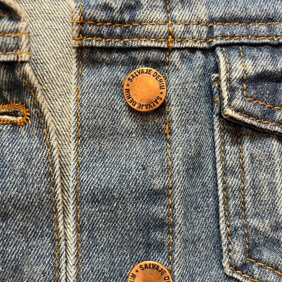 Salvaje Denim Classic Denim Jacket with Copper Colored Buttons Size Large - Picture 4 of 8